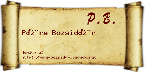 Póra Bozsidár névjegykártya